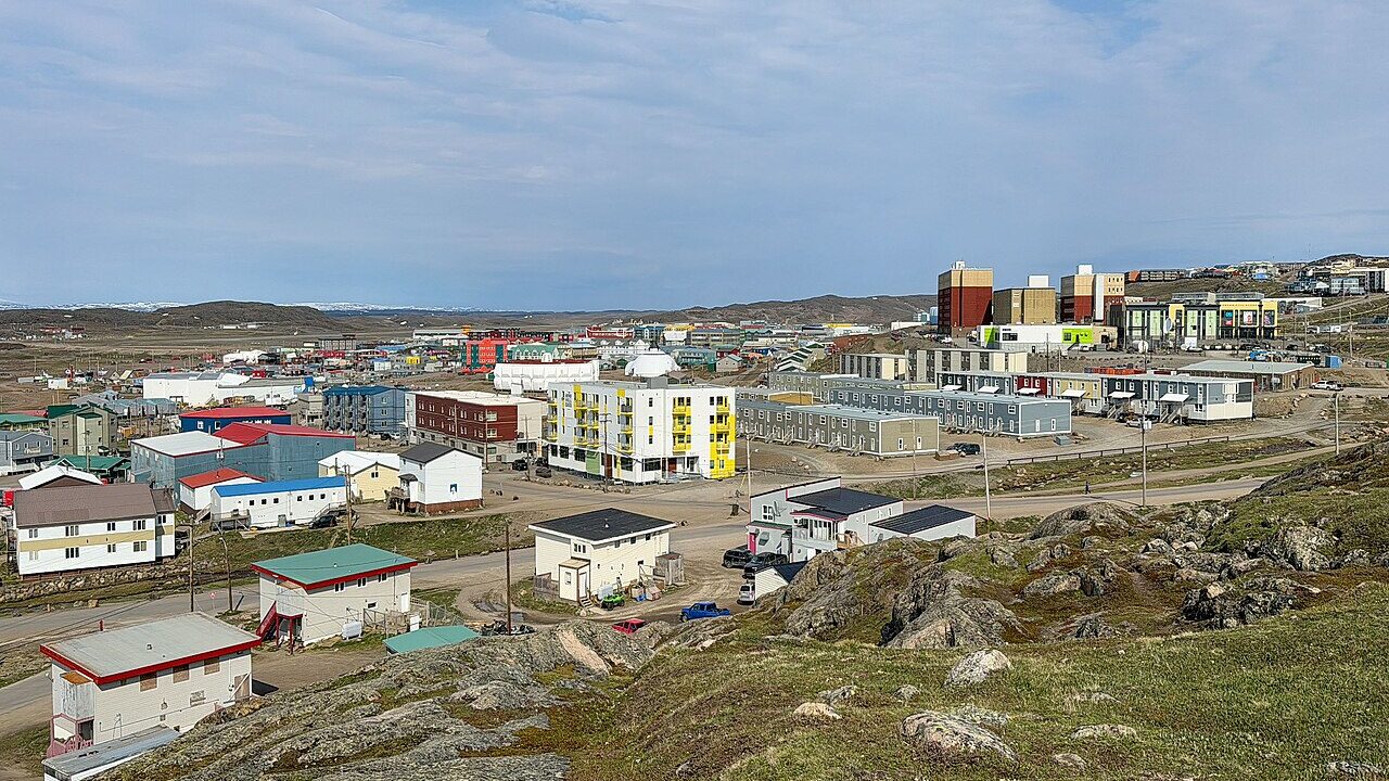 The town of Iqaluit, Nunavut, seen from above