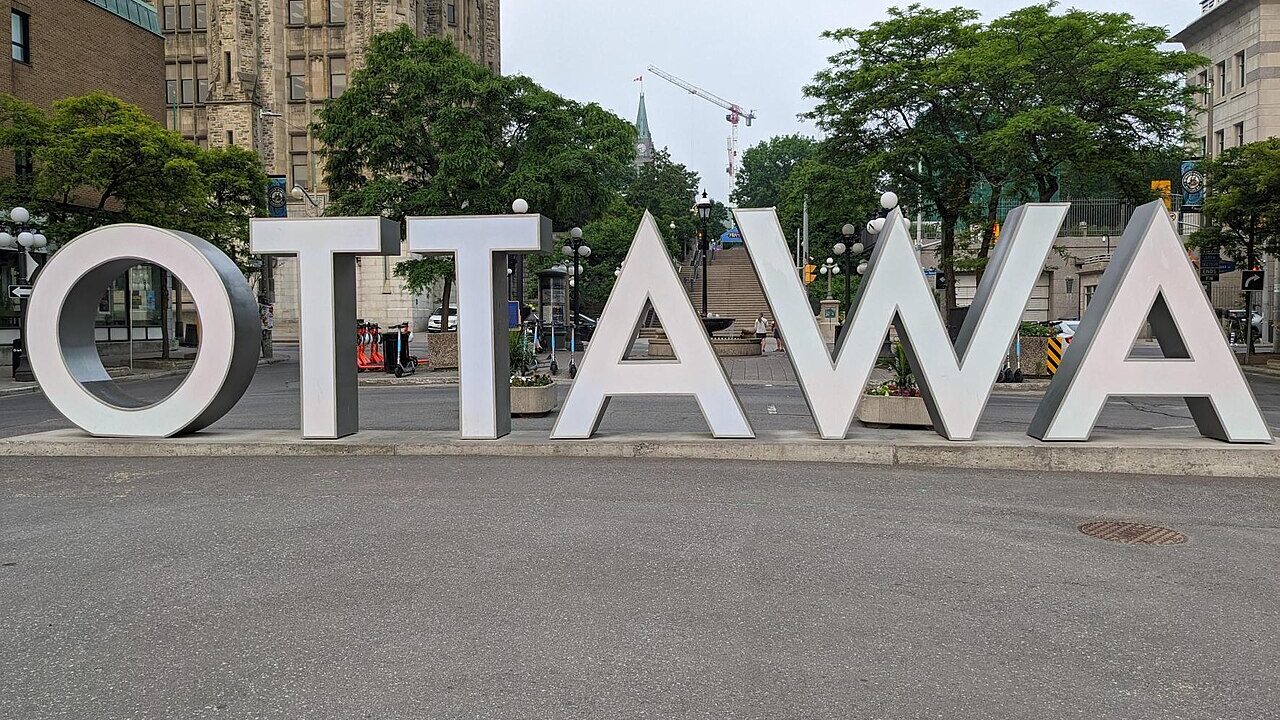 The large Ottawa sign in the city