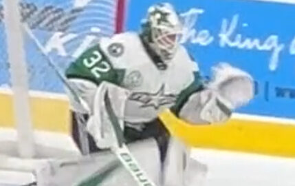 Goaltender Matt Murray making a save during a hockey game