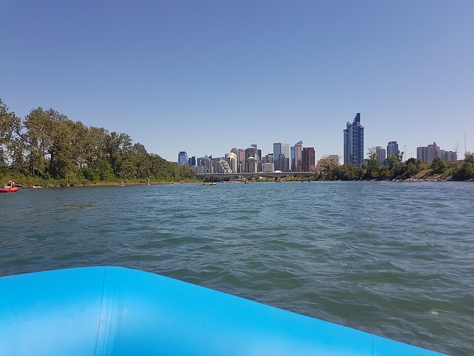 Calgary skyline seen from across the river on a clear day